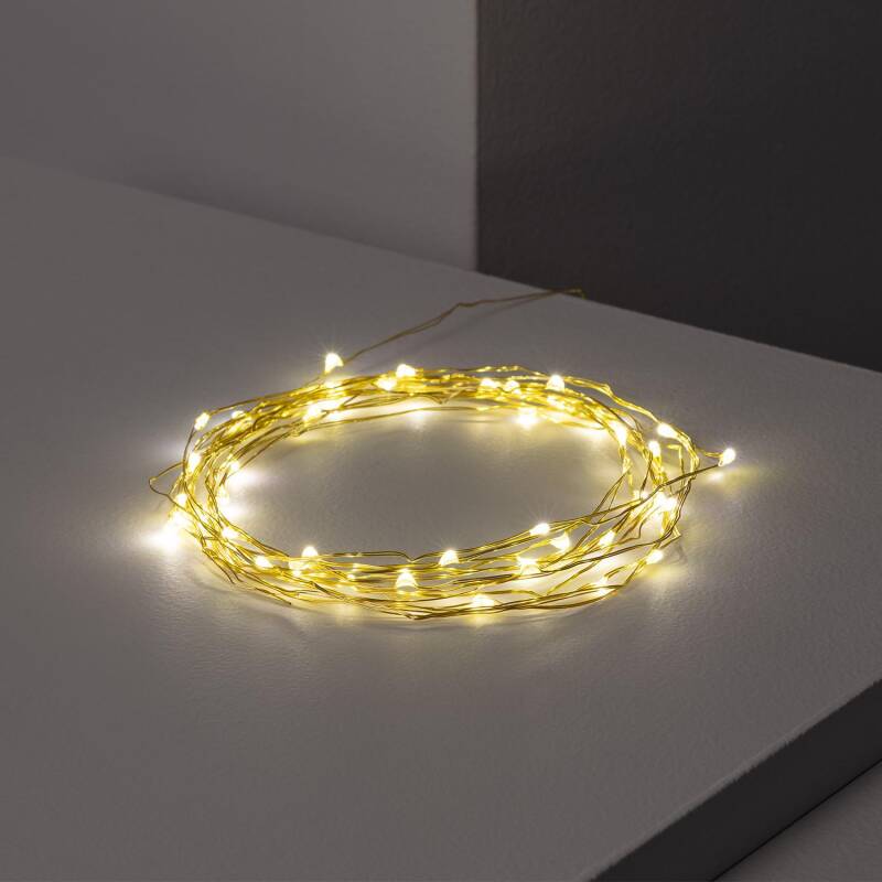 Imagem de Grinalda Arame LED Dourada com Bateria 10m