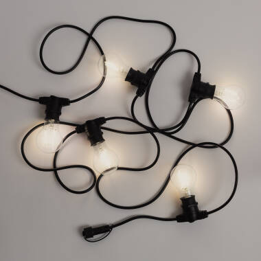 Imagem de Kit Grinalda Luzes Exterior IP44 5m Preto + 5 Lâmpadas Filamento LED B22 6W G95