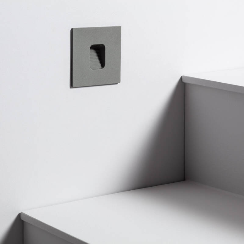 Imagen de Baliza Exterior LED 2W Empotrable Pared Cuadrado Gris Grasset