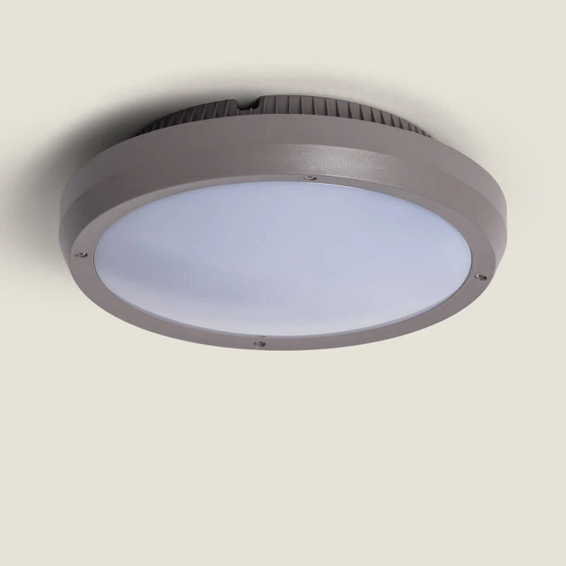 Plafon de Teto Circular para Exterior Ø300 mm IP65 Curio Cinzento