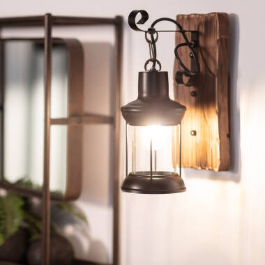 Lámpara de Pared de Madera y Metal Fanala