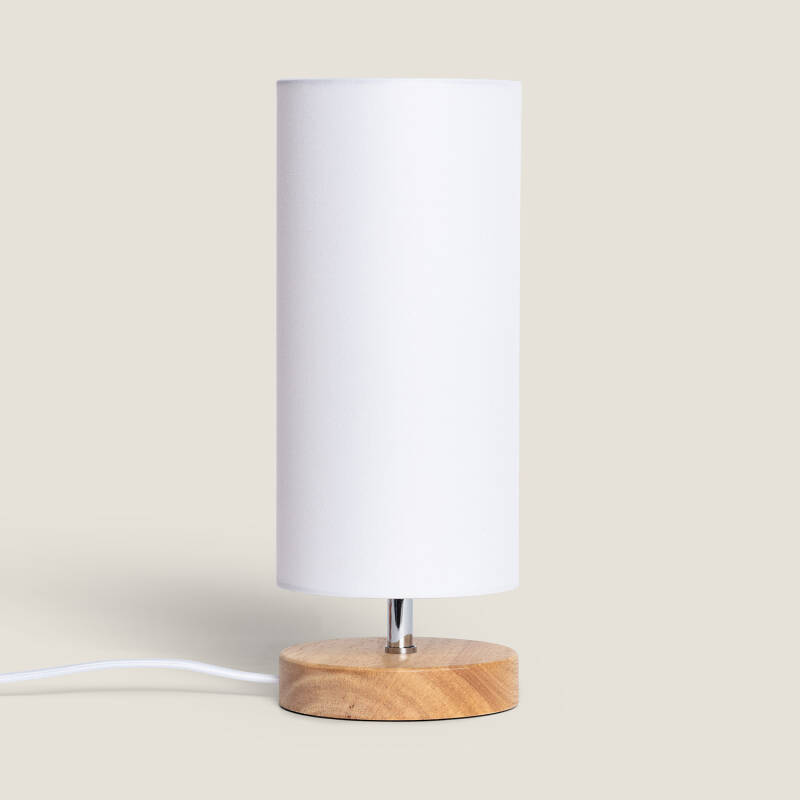 Imagen de Lámpara de Mesa de Madera y Tela Roundi Haarle