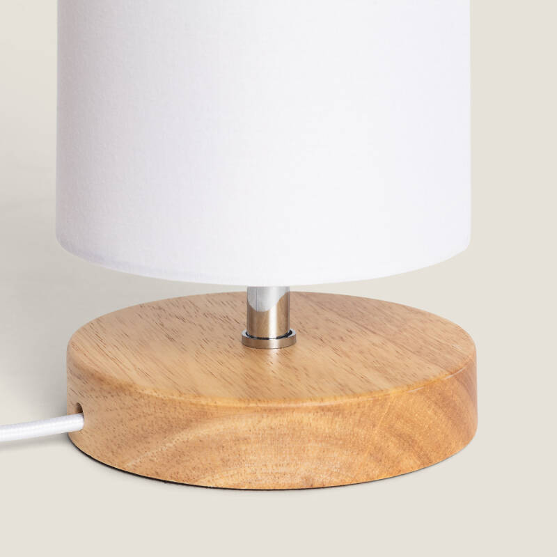 Imagen de Lámpara de Mesa de Madera y Tela Roundi Haarle