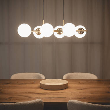 Lámpara Colgante Metal y Cristal Moonlight Brass 6 Focos