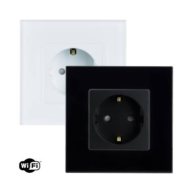 Tomada Tipo F Schuko Wifi Com Moldura de Cristal Modern