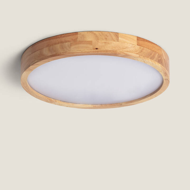 Imagem de Plafón LED 20W Circular Madeira Ø400 mm CCT Selecionável Kayu