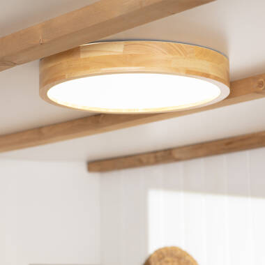 Imagem de Plafón LED 20W Circular Madeira Ø400 mm CCT Selecionável Kayu
