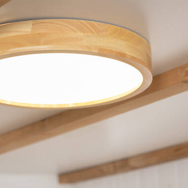 Imagem de Plafón LED 20W Circular Madeira Ø400 mm CCT Selecionável Kayu