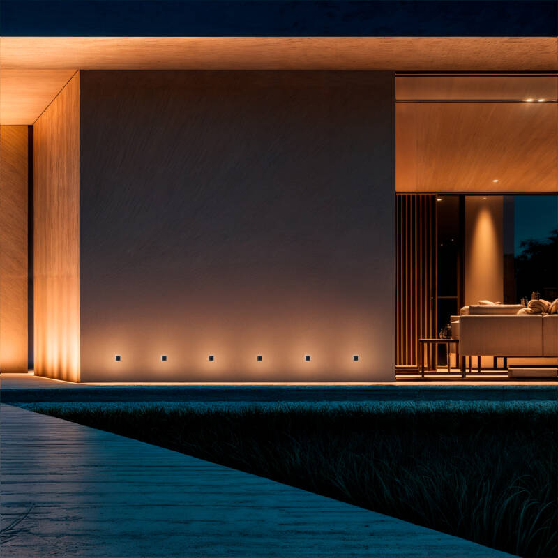 Imagen de Baliza Exterior LED 2W Empotrable Pared Cuadrada Rembel