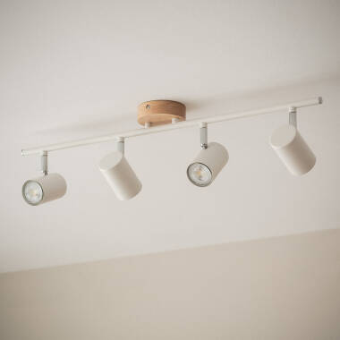 Lámpara de Techo Orientable Madera y Metal 4 Focos Albus