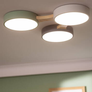 Imagem de Plafón LED 30W Madeira e Metal CCT Selecionável Sams 