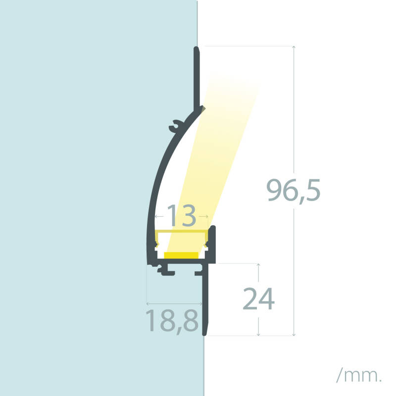 Imagem de Perfil de Alumínio Encastrável Para Gesso/Pladur 2m Para Fita LED até 12mm