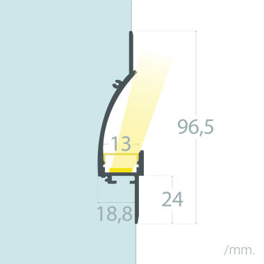 Perfil Aluminio Empotrable para Escayola/Pladur 2m para Tira LED hasta 12mm