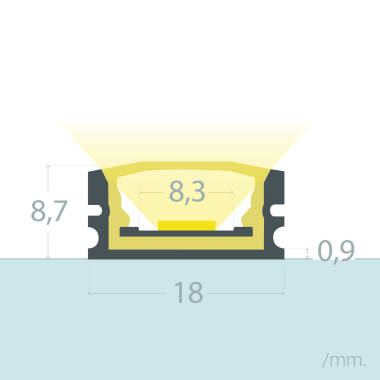 Perfil de Aluminio Estanco IP65 Superficie 2m para Tira LED hasta 8 mm