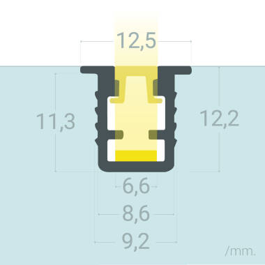 Perfil de Alumínio Encastrável 2m para Fita LED até 6 mm