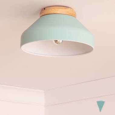 Plafón Circular Aluminio y Madera Ø300 mm Hakon