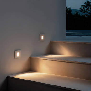 Baliza Exterior LED 2W Empotrable Pared Cuadrado Blanco Grasset