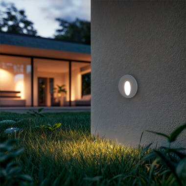 Baliza Exterior LED 3W Empotrable Pared Circular Blanco Oval Wabi