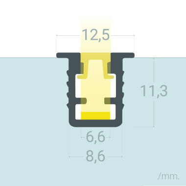 Perfil de Alumínio Encastrável 2m para Fita LED até 6 mm
