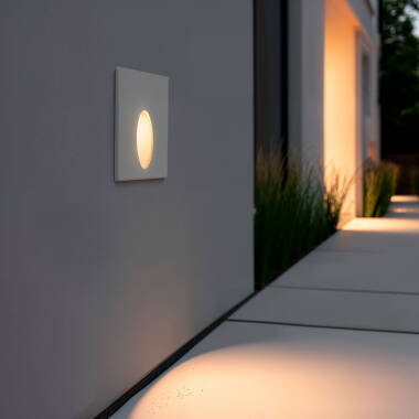 Baliza Exterior LED 3W Encastrável Parede Quadrada Branca Ellis