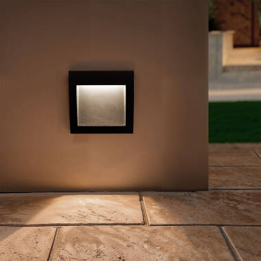 Baliza Exterior LED 4W Empotrable Pared Cuadrado Negro Natt