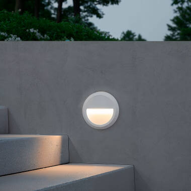 Baliza Exterior LED Superficie Pared Circular Blanco Edulis