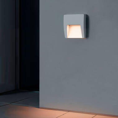 Baliza Exterior LED 3W Superfície de Parede Quadrada Branca Dag