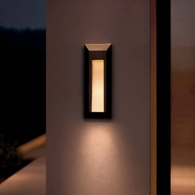 Baliza Exterior LED Superficie Pared Rectangular Negro Gisli