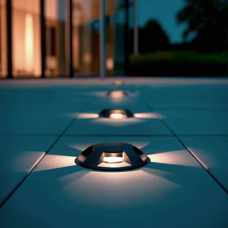 Imagen de Baliza Exterior LED Empotrable Suelo 4L 24V DC Loto Negro