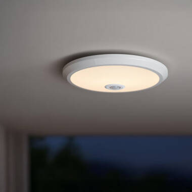 Plafón LED Techo 20W con Sensor de Movimiento PIR y Crepuscular Design Ø295 mm