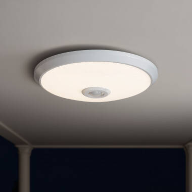 Plafon LED Teto 20W com Sensor de Movimento PIR e Crepuscular Design Ø295 mm