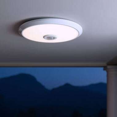 Plafón LED Techo 20W con Sensor de Movimiento PIR y Crepuscular Design Ø295 mm