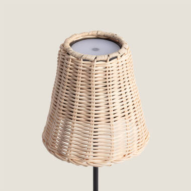 Imagen de Lámpara de Mesa LED Portátil Exterior con Batería USB Recargable Metal y Ratán Medinilla
