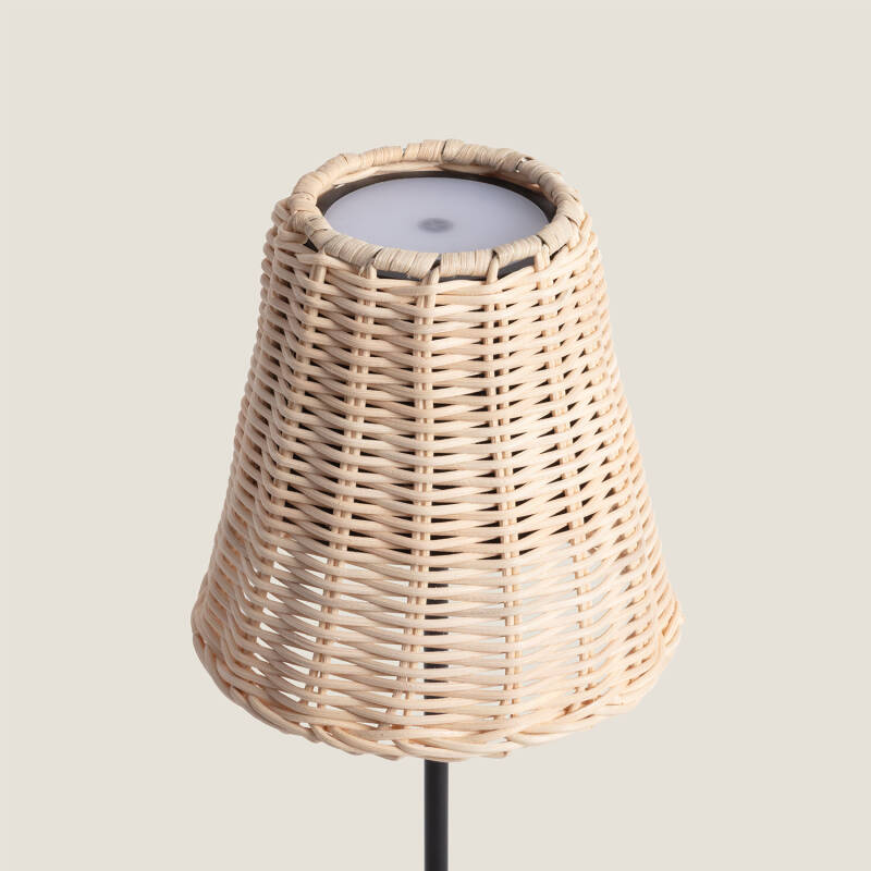 Imagen de Lámpara de Mesa LED Portátil Exterior con Batería USB Recargable Metal y Ratán Medinilla