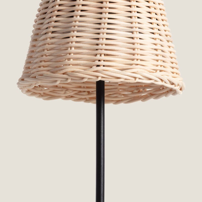 Imagen de Lámpara de Mesa LED Portátil Exterior con Batería USB Recargable Metal y Ratán Medinilla