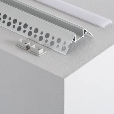 Perfil de alumínio para integração de Gesso/Pladur para Canto Externo de Fita LED até 8 mm
