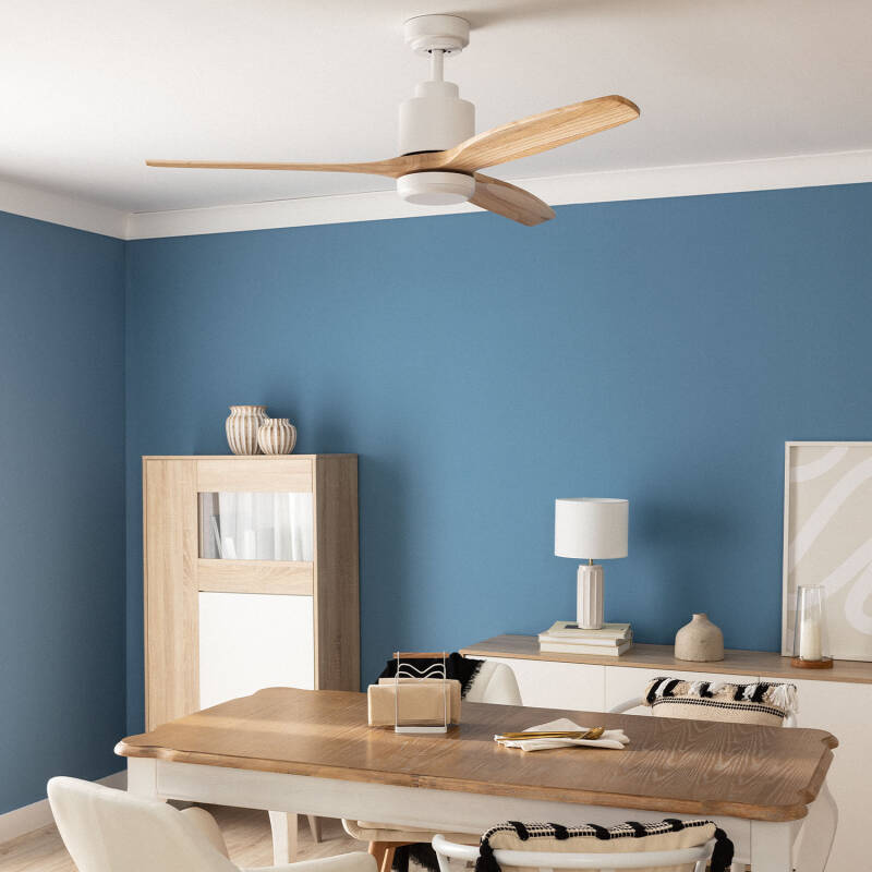 Imagem de Ventoinha de Teto Exterior Mersin Blanca Madeira 132cm Motor DC