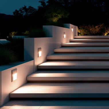 Imagem de Baliza Exterior LED Superfície de Parede Quadrada Branco Edulis