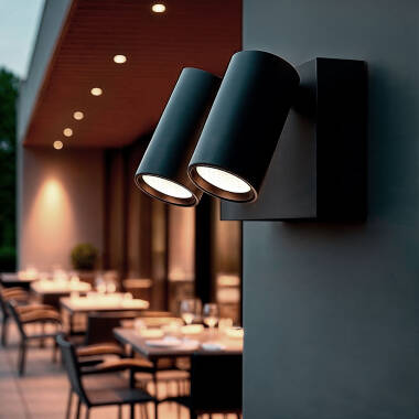 Aplique de Pared Exterior LED 18W Aluminio CCT Seleccionable Dos Focos Kuriya