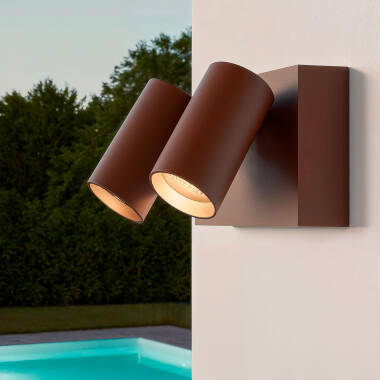 Aplique de Pared Exterior LED 18W Aluminio Blanco Seleccionable Dos Focos Kuriya