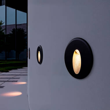 Imagem de Baliza de Parede LED 3W de Alumínio Circular Oval Wabi Preta