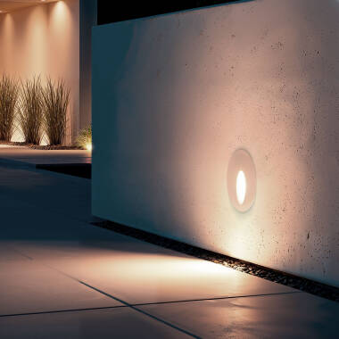 Baliza Exterior LED 3W Encastrável de Parede Circular Branca Boiler