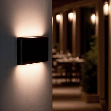 Imagem de Aplique de Parede Exterior LED 12W Alumínio Iluminação Dupla Cara Vesta Preto