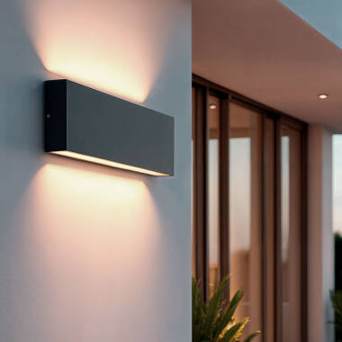 Aplique de Parede Exterior LED 12W Alumínio Iluminação Dupla Cara CCT Selecionável Brooky L
