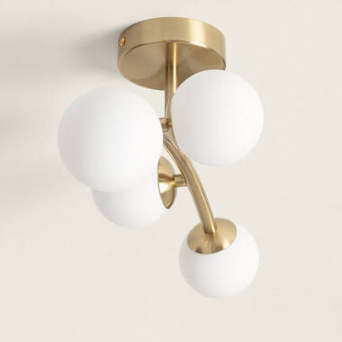 Imagen de Lámpara de Techo Metal y Cristal Moonlight Brass Ovo 4 Focos