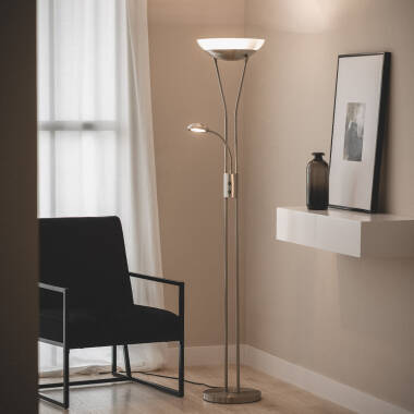 Imagem de Candeeiro de Pé com Luz de Leitura em Metal e Cristal Ethan