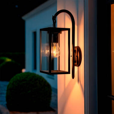 Lámpara de Pared Exterior de Aluminio y Cristal Brazo Superior Atrium Negro