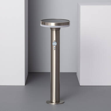 Imagen de Baliza Solar Exterior LED 6W Superficie Pie 45cm con Detector de Movimiento Helios Inox