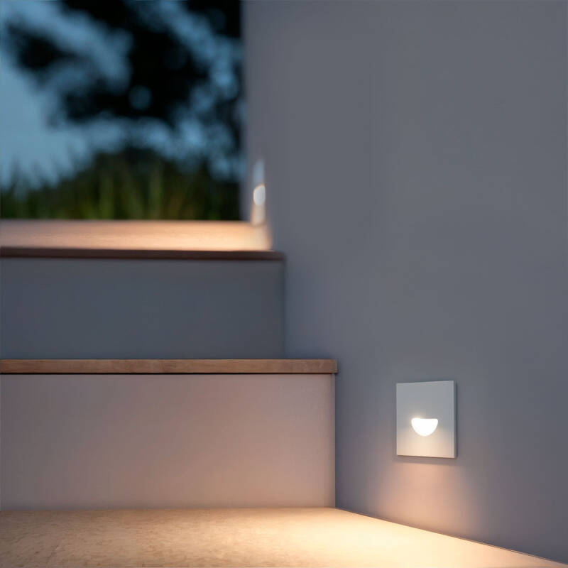 Imagem de Baliza Exterior LED 2W Encastrável na Parede Quadrada Branco Guell 