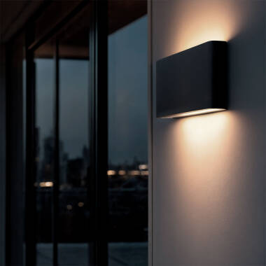 Aplique de Parede Exterior LED 12W Iluminação Dupla Retangular Preto Einar